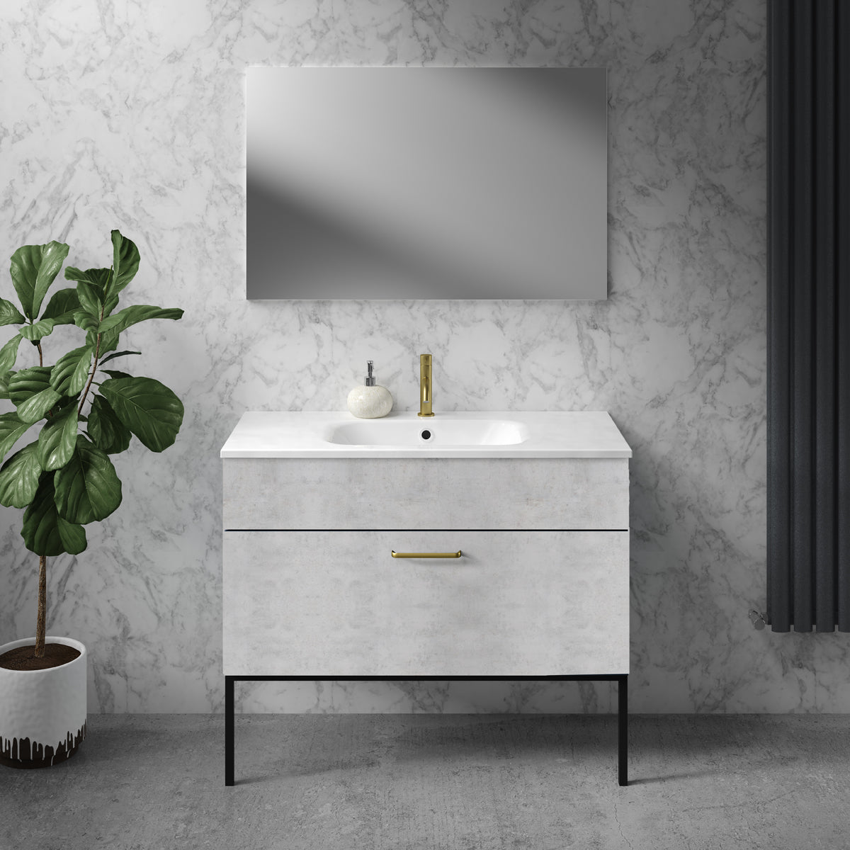 1000mm Wide Vanity Units _Concrete pillar