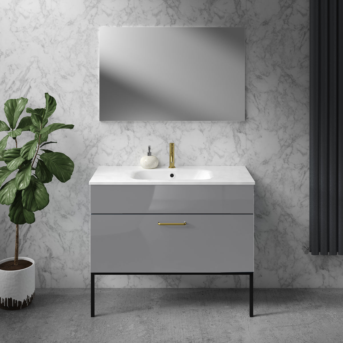 1000mm Wide Vanity Units _gloss graphite