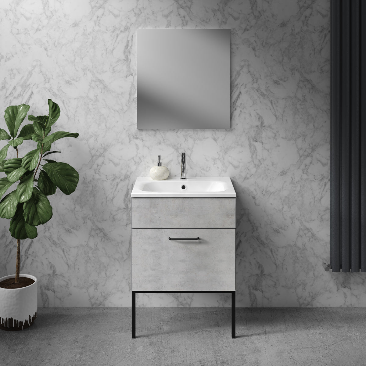 600mm Wide Vanity Units _ Basin_Concrete pillar