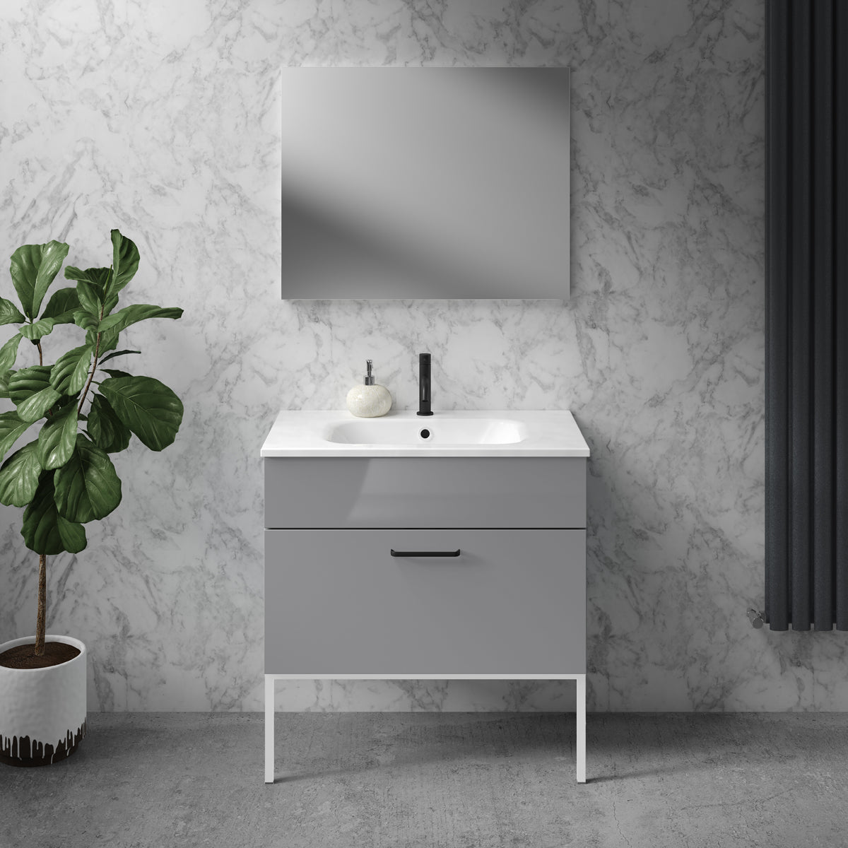 800mm Wide Vanity Units _gloss graphite