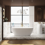 The Audsley 1800 freestanding stone bath in modern London hotel bathroom.