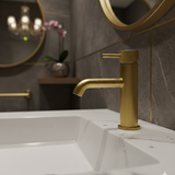 LBC Knurled Monobloc Mini Basin Mixer Tap - Brushed Brass