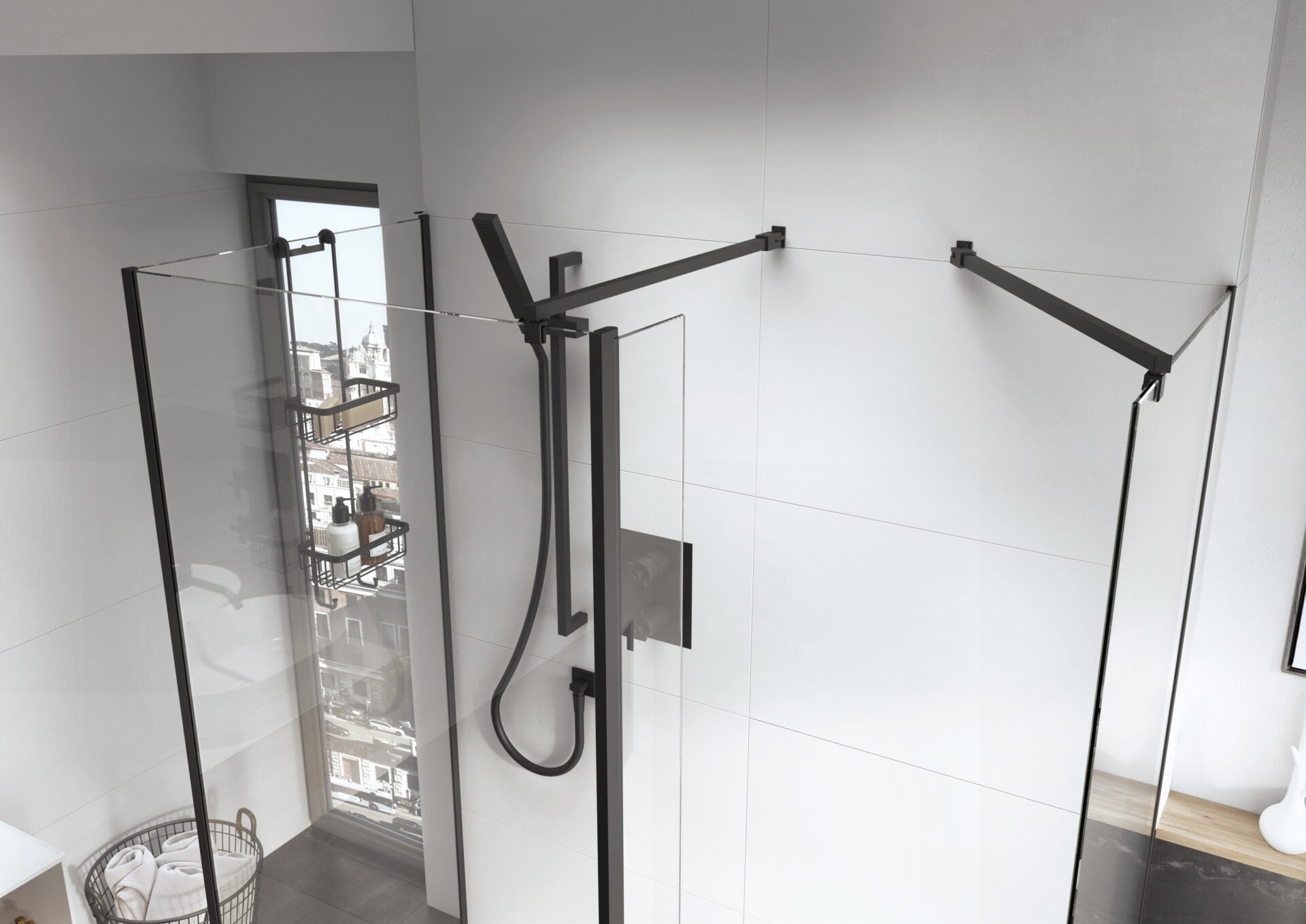 Moore - Back to Wall Straight + 45 Deg Brace Bars - Matt Black