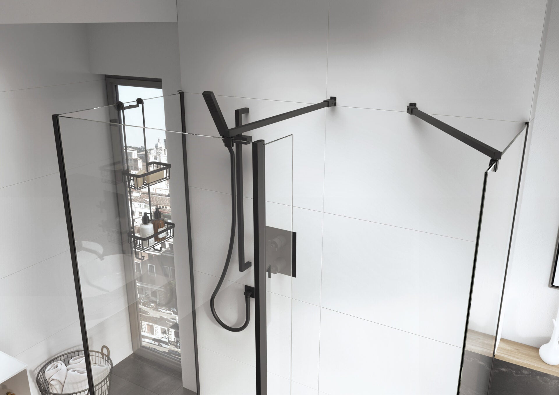 Moore - Back to Wall Straight + 45 Deg Brace Bars - Matt Black