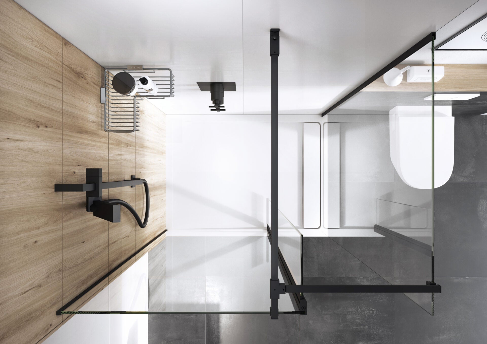 Moore - Back to Wall Straight + Side Panel Brace Bars (Top View) - Matt Black