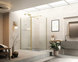 Moore Shower Screens with Deflector Panel and Bracing - Brushed Brass