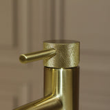 LBC Knurled Monobloc Mini Basin Mixer Tap - Brushed Brass