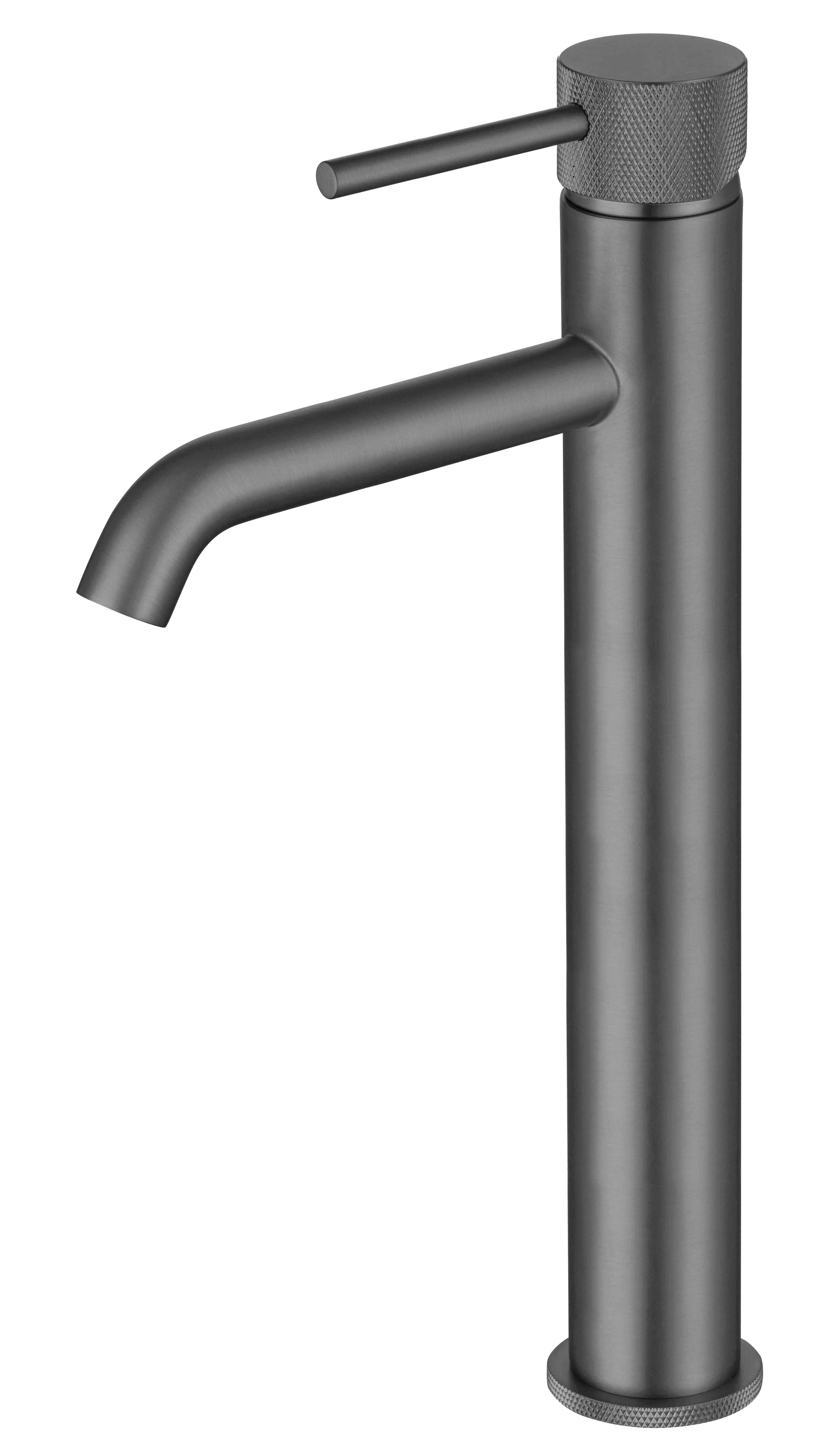 LBC Knurled Monobloc Tall Basin Mixer Tap - Gunmetal Grey
