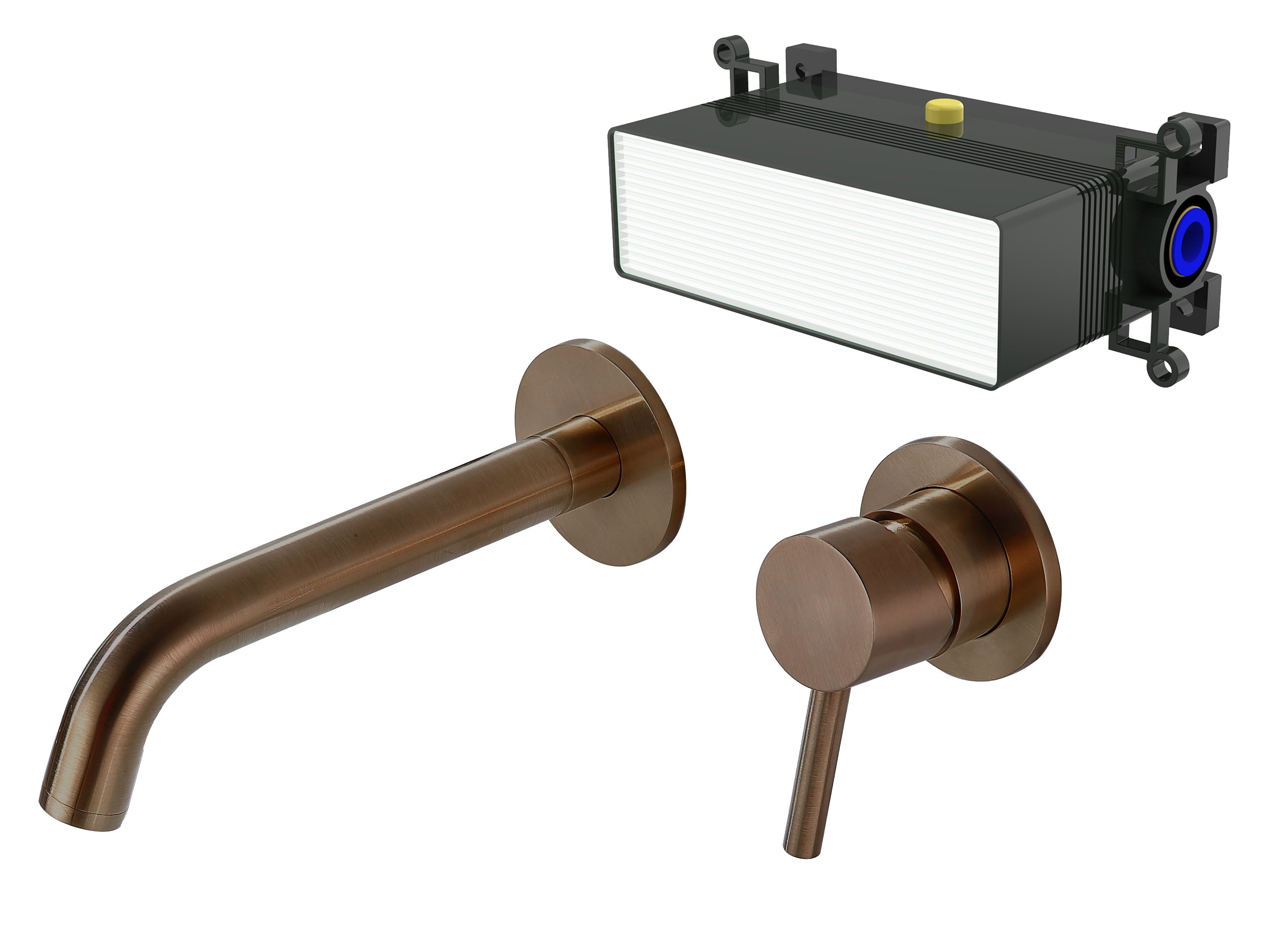 LBC Wall Mounted 2 Hole Basin Mixer Tap - Brushed Bronze