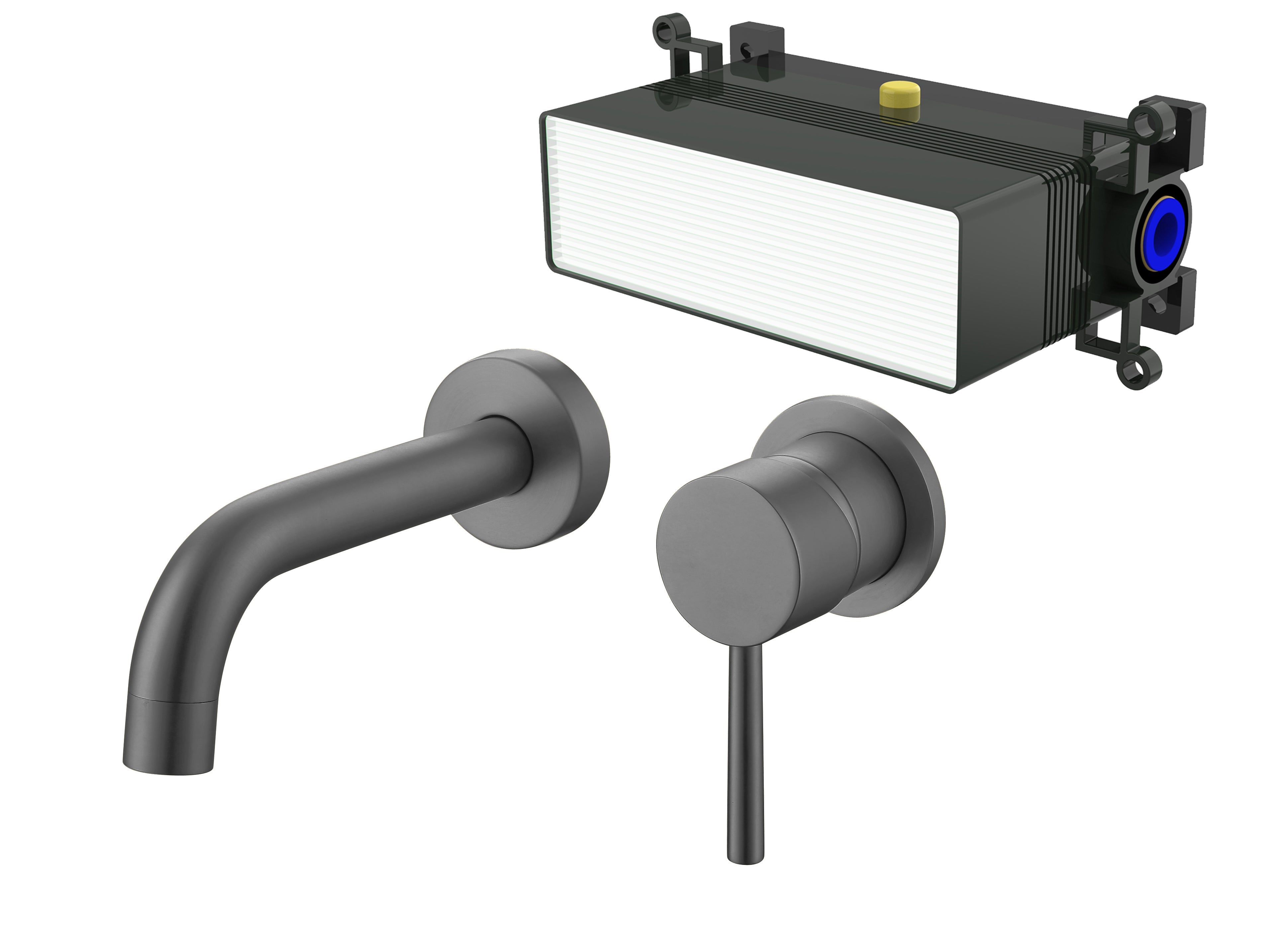 LBC Wall Mounted 2 Hole Basin Mixer Tap - Gunmetal Grey