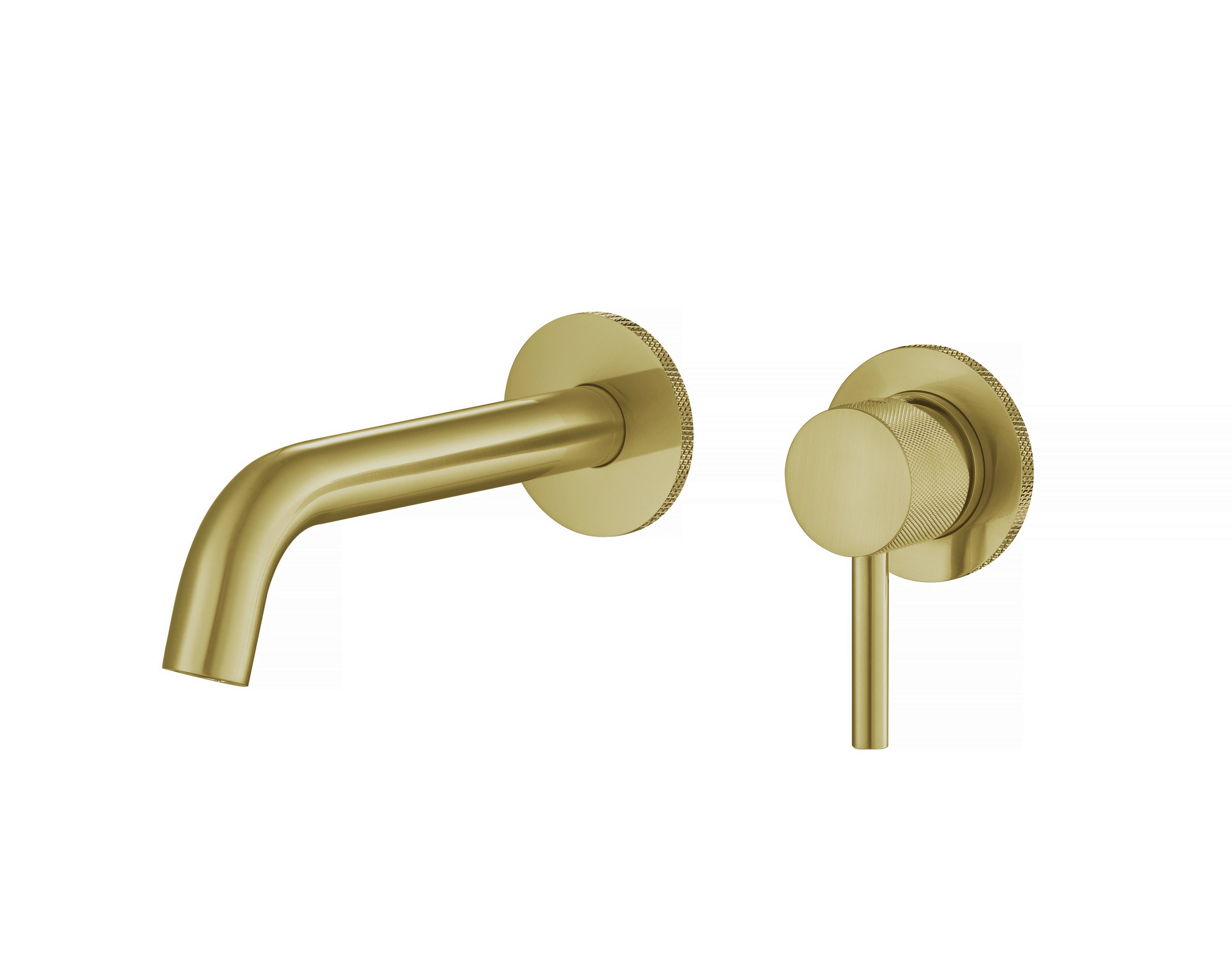 LBC Knurled Wall Mounted 2 Hole Basin Mixer Tap - Brushed Brass
