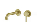 LBC Knurled Wall Mounted 2 Hole Basin Mixer Tap - Brushed Brass