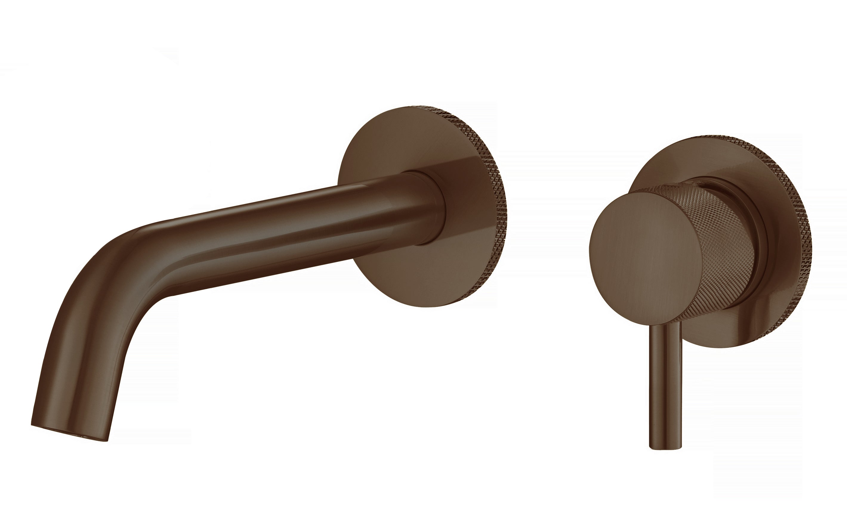 LBC Knurled Wall Mounted 2 Hole Basin Mixer Tap - Brushed Bronze