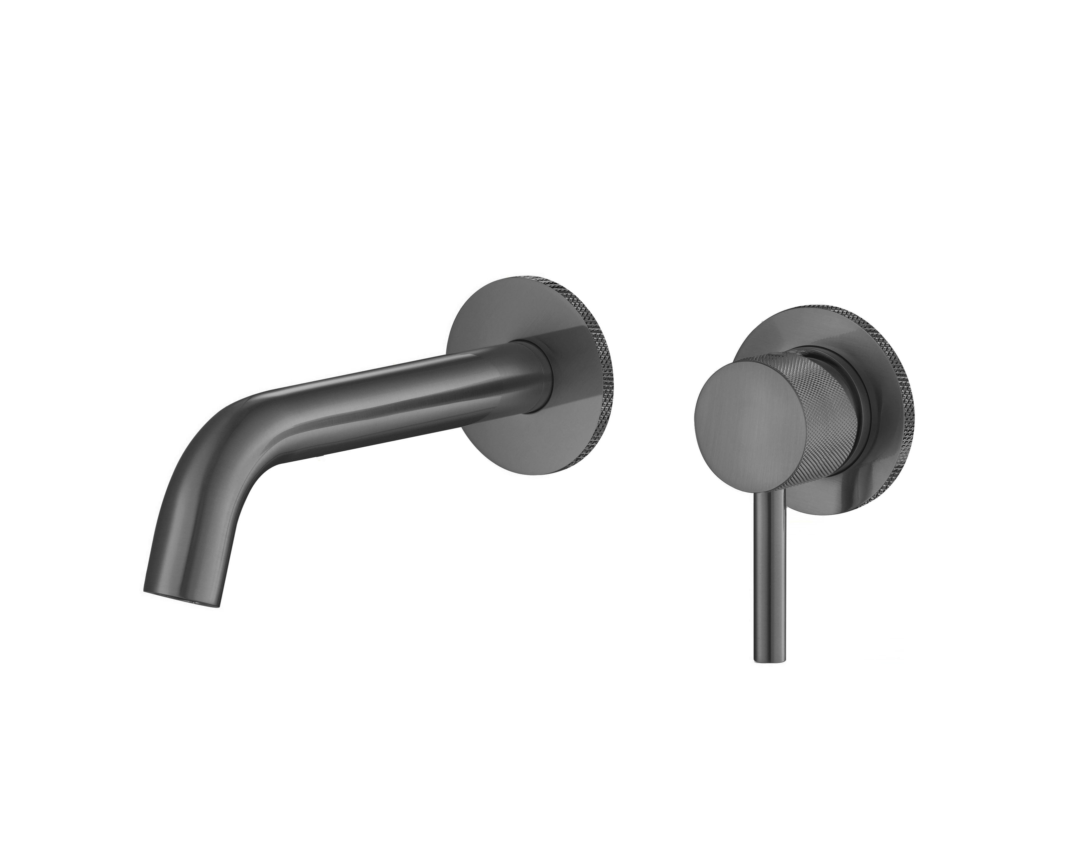LBC Knurled Wall Mounted 2 Hole Basin Mixer Tap - Gunmetal Grey