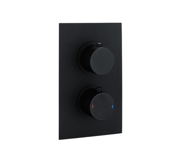 LBC Twin Outlet Thermostatic Shower Valve Matt Black
