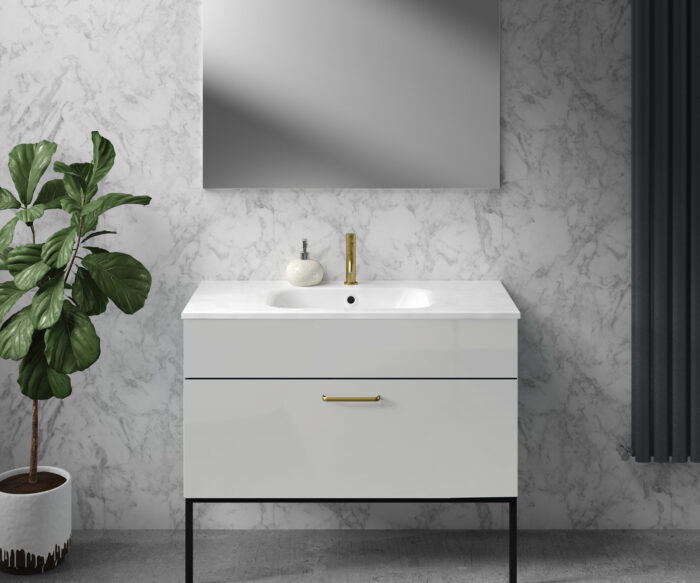 Morley Luxury Bathroom Vanity Unit 1000 - Gloss Light Grey