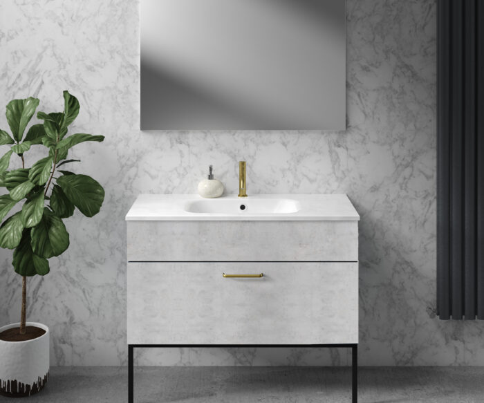 Morley Luxury Bathroom Vanity Unit 1000 - Concrete Pillar