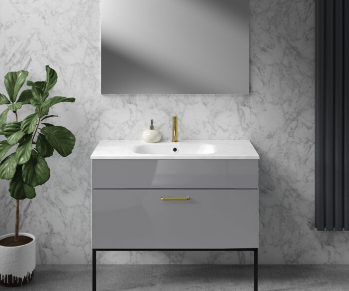 Morley Luxury Bathroom Vanity Unit 1000 - Gloss Graphite